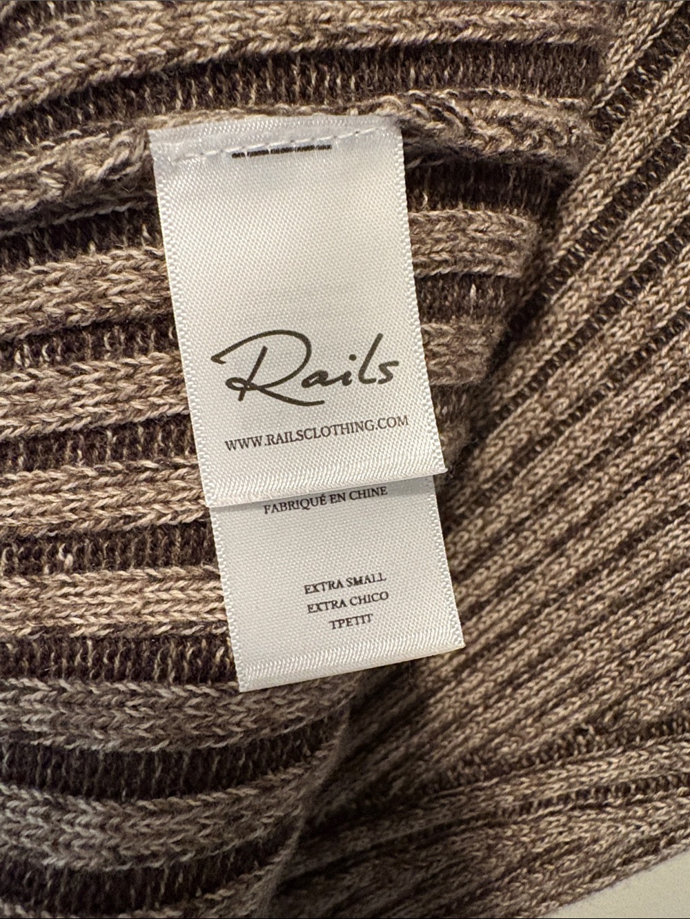 Rails Ribbed Long Sleeve Midi Dress - Taupe and Brown - Picture 7 of 16
